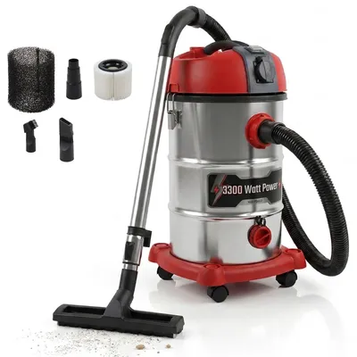 Produktbild von STAHLMANN VAC3300 Industriestaubsauger Nasssauger Trockensauger 30L Tank, integrierte Steckdose leistungsstarke 3300W mit und ohne Beutel Blasfunktion