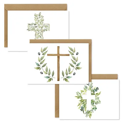 9 Erstkommunion-Einladungskarten mit Umschlägen, Eukalyptus-Design