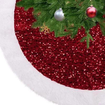 Weihnachtsbaumdecke mit Pailletten, rot, 78 cm Ø