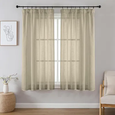 Leinenlook-Gardinen 2er-Set 140x145 cm hellgrau