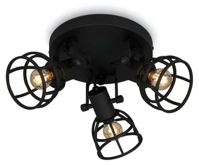 Image de Plafonnier Spot BRILONER LEUCHTEN KORBO BLACK, 25 W, IP20, noir, métal, excl. 3x E14, Ø 23 cm
