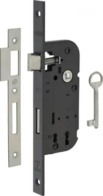 Image de Serrure encastrable NF à clé pour porte de chambre, axe 40mm, bouts carrés, noir, 1 clé - THIRARD