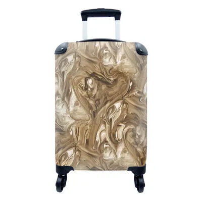 Produktbild von MuchoWow® Koffer Handgepäck Trolley Rollkoffer Kleine Reisekoffer mit 4 Rollen - Braun - Marmor - Farbe - Muster - Cabin Size < 55x40x23 cm & 55x40x20 cm - Fotokoffer - Kabinenkoffer - Boardgepäck - Reise-Box - Reisekoffer - Reisegepäck - Koffer mit Bild - Trolley für Kinder