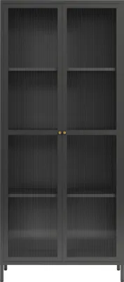 Produktbild von Vitrinenschrank ’Säkylä’ mit 2 Türen Stahl 180 x 80 x 35 cm Schwarz