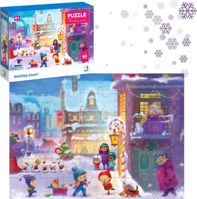 Zdjęcie produktu dla Puzzle Świąteczne Miasteczko 60 Elementów Urocza Układanka Dla Najmłodszych