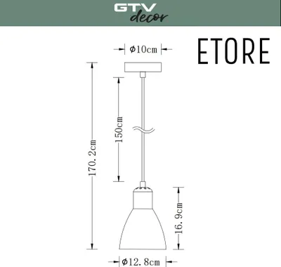 Produktbild von GTV - Deckenleuchte Etore L,1983,AC220-240V,50/60Hz,1*E27, max.25W, IP20, einfach weiß