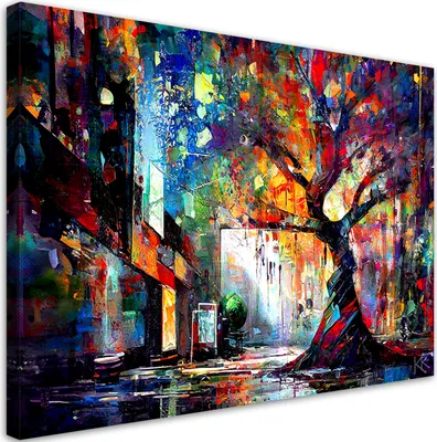Produktbild von Leinwandbild Abstrakt Baum 120x80 Feeby Violett bild für die wand bereit zum aufhängen