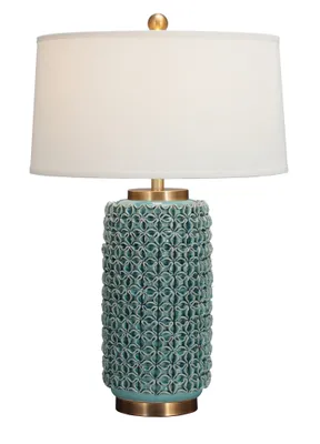 Produktbild von Fine Asianliving Chinesische Tischlampe Porzellan mit Lampenschirm E27 Orientalische Tischleuchte Keramik Nachttischlampen Schlafzimmer Wohnzimmer