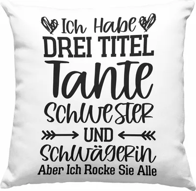Produktbild von Trendation - Beste Tante Geschenk Deko-Kissen mit Füllung 40x40 mit Spruch für Tante Weihnachten Lieblings Schwester Tante Schwägerin (Grau)