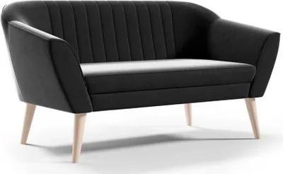 Produktbild von Skandinavisches Sofa Zaya 3-Sitz schwarz - Stoff Riviera 100