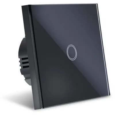 Zdjęcie produktu dla Interrupator Smart Touch Techstar®, Wireless 2.4GHz, Sticla Securizata, Design Modern, Iluminare LED, 1 Faza, Negru