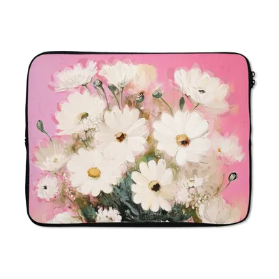 Produktbild von MuchoWow® Laptop Hülle 15 Zoll Blumen - Vase - Pflanzen - Weiß Laptoptasche - Laptoptasche - Sleeve - Rundum-Schutz