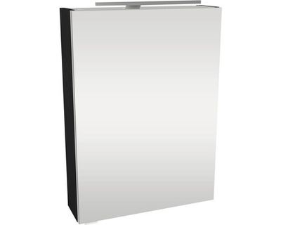 Fackelmann LUNA Spiegelschrank mit LED-Beleuchtung  Alibertschrank für Bad und Gäste-WC (50 x 68 x 15,3 cm)  SBC Badschrank mit Spiegel in Schwarz/Anthrazit  Tür rechts