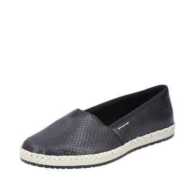 Produktbild von Rieker Damen Slipper Leder Flechtoptik Stretch Gummizug M2271, Größe:40 EU, Farbe:Schwarz