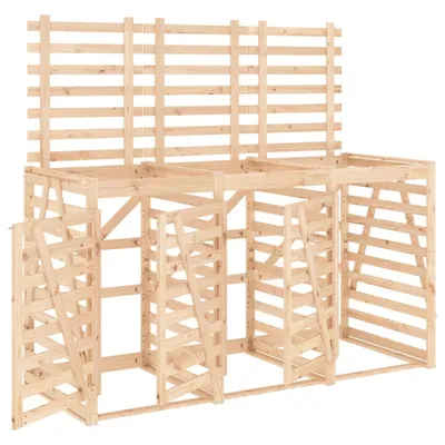 Produktbild von vidaXL Mülltonnenbox für 3 Tonnen Massivholz Kiefer