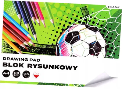 Produktbild von Zeichenblock Fußball A4, 20 Blatt, weiß, 80 g/m², für Kinder
