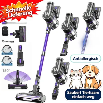 Produktbild von Grenintol Akku Staubsauger kabellos, 6-in-1 Hand-und Stielstaubsauger, bis zu 65000 Pa Saugleistung, bis zu 60 Minuten Laufzeit, beutellos