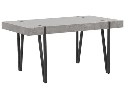 Produktbild von BELIANI Esstisch Betonoptik Schwarz 150 x 90 cm V-förmigen Füße Matt Furnier Rechteckig Industriell