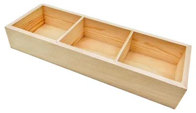 Produktbild von Unbehandelte Aufbewahrungsbox aus Holz mit 3 Fächern, Präsentationsbox, Sockenorganizer, Unterwäscheaufbewahrungsbox, hölzernes Präsentationstablett für