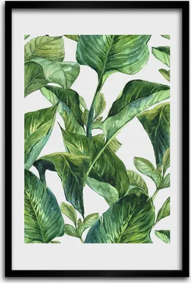Produktbild von Bild - Bilderrahmen - 40 cm x 60 cm - MDF - Rahmen - Wandkunst - Tropische Blätter