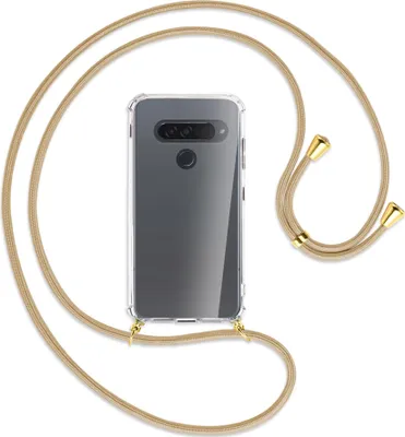 Produktbild von Handykette Backcover-Schutzhülle mit Band (Metall goldfarben) für LG G8S ThinQ - caramel