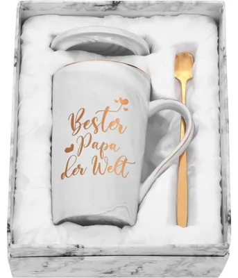 Productafbeelding van Koffiemok "Beste papa ter wereld", 400 ml, grijs, keramiek. Ideaal als cadeau