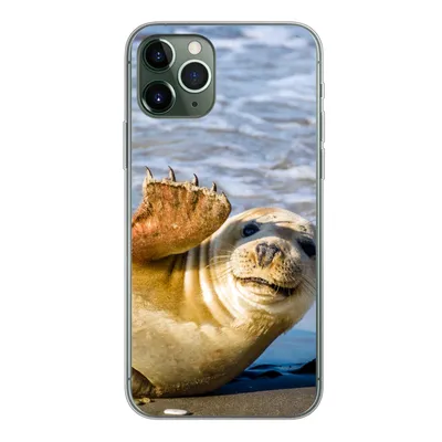 Produktbild von MuchoWow® Handyhülle Schutzhülle Hülle für iPhone 11 Pro Robbe - Lustig - Schaukel - Kinder - Jungen - Mädchen - Kind Silikon Softcase Handy Hülle - Handy