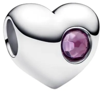Produktbild von PANDORA MOMENTS Charm Herz lilaner Stein Gravur 794161C02