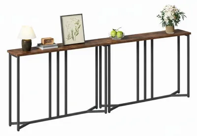 Zdjęcie produktu dla Zestaw dwóch konsol, 100 cm, wąskie, czarne i brązowe, wymiary: 100 x 20 x 80 cm