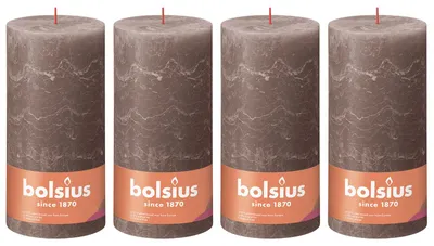 Immagine prodotto di set di 4 candele a colonna - Altezza 20 cm - Diametro 10 cm - Rustico - Finitura rustica taupe