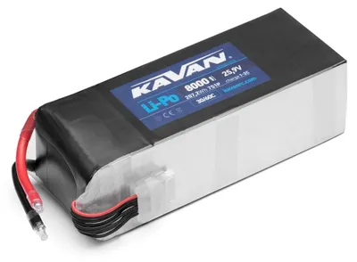 Imagen del producto de Baterías Kavan de 8000 mAh para modelismo, con voltajes de 25.9 V y capacidades de descarga de 30/60C