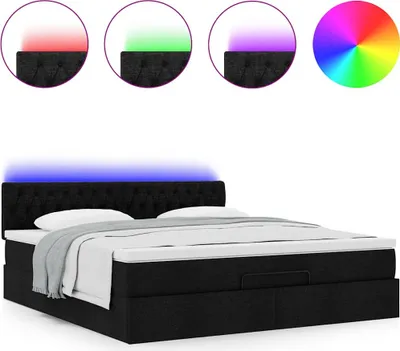 Produktbild von Ottoman-Bett mit Matratze & LEDs Schwarz 160x200 cm Stoff