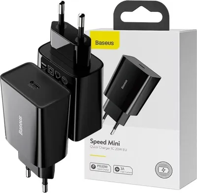 Immagine prodotto di Caricabatterie rapido Baseus Speed Mini, Usb-C, Pd, 3A, 20W (nero)