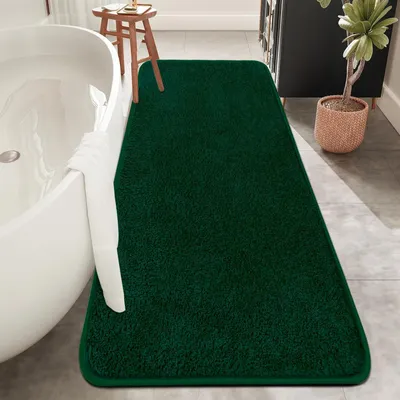 Imagen del producto de Alfombrilla de baño extra grande: microfibra, ultra suave y absorbente, antideslizante, lavable (verde, 50 x 120 cm)