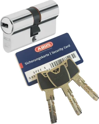 Produktbild von ABUS XP20S Doppelzylinder Länge (a/b) 30/30mm (c=60mm) mit Sicherungskarte und 3 Schlüssel mit Design-Clip, Not-u. Gefahrenfunktion und SKG** Bohrschutz