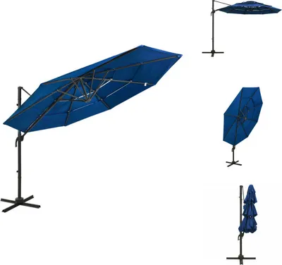 Produktbild von vidaXL Sonnenschirm mit Aluminium-Mast 4-lagig Azurblau 3x3 m - Sonnenschirme & Sonnenschutze