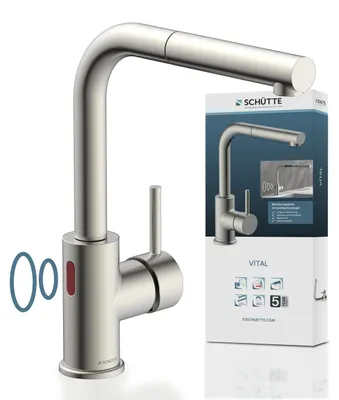 Produktbild von Küchenarmatur Vital mit Sensorbedienung, Wasserhahn Küche ausziehbar, energiesparende Spültischarmatur Edelstahloptik