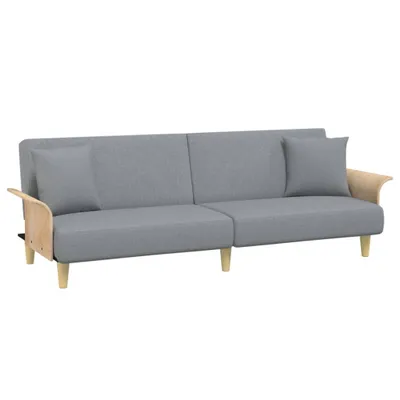 Produktbild von vidaXL Schlafsofa mit Armlehnen Hellgrau Stoff