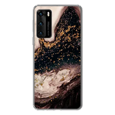 Produktbild von MuchoWow® Handyhülle Schutzhülle Hülle für Huawei P40 Naturstein - Gold - Schwarz Silikon Softcase Handy Hülle - Handytasche