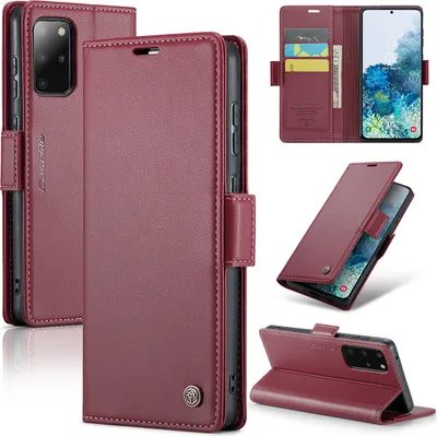 Produktbild von Galaxy S20 Plus Hülle, Leder Brieftasche Kartenfach Schutzhülle mit Standfunktion für Samsung Galaxy S20 Plus Rot
