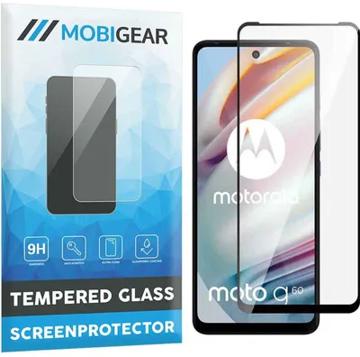 Produktbild von Mobigear Premium Displayschutzfolie für Motorola Moto G60, gehärtetes Glas, Displayschutz – kompatibel mit Hüllen – Schwarz
