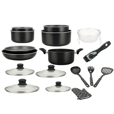 Produktbild von Herzberg 17-teiliges Kochgeschirrset - Schwarz - HG-8055