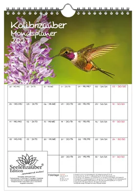 Produktbild von Kolibrizauber Planer DIN A4 Kalender für 2027 Vogel - Seelenzauber