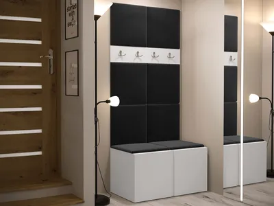 Obrázok produktu pre Predsieňová stena s čalúnenými panelmi 42x42 SELAND 4 - biela / čierna