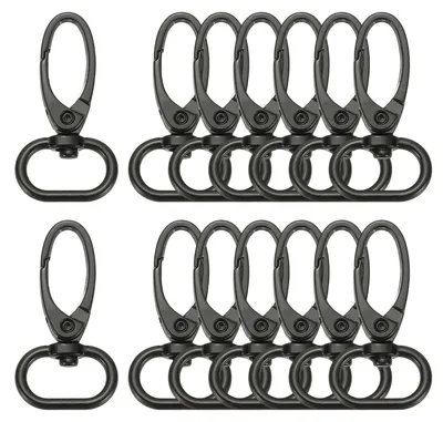 14 Dreh-Karabinerhaken, 47x14 mm, D-Ring, schwarz, für DIY & Schmuck