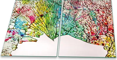 Produktbild von Herdabdeckplatten Glaskeramik Spritzschutz Glas Universal 2-Teilig 2x40x52 Abstrakt