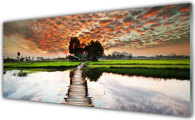 Produktbild von Glasbilder 125x50 Wandbild Druck auf Glas Brücke See Landschaft