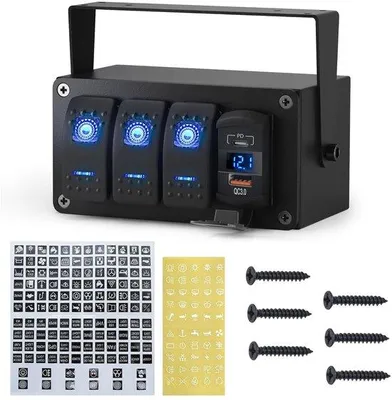 Productafbeelding van Dailygoods - Waterdicht 3-Gangs Schakelpaneel met Voltmeter