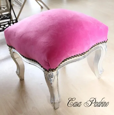 Obrázok produktu pre Casa Padrino Baroque Footstool Pink / Silver - Nábytok v starožitnom štýle - Stolička