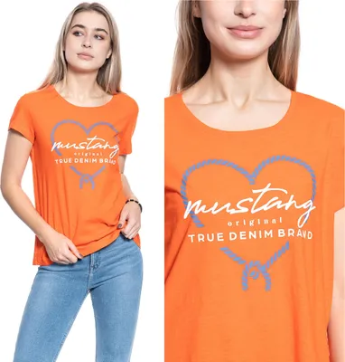 Produktbild von MUSTANG Damen, T-Shirt ALINA C PRINT, S, Orange, sport, tshirt, shirt